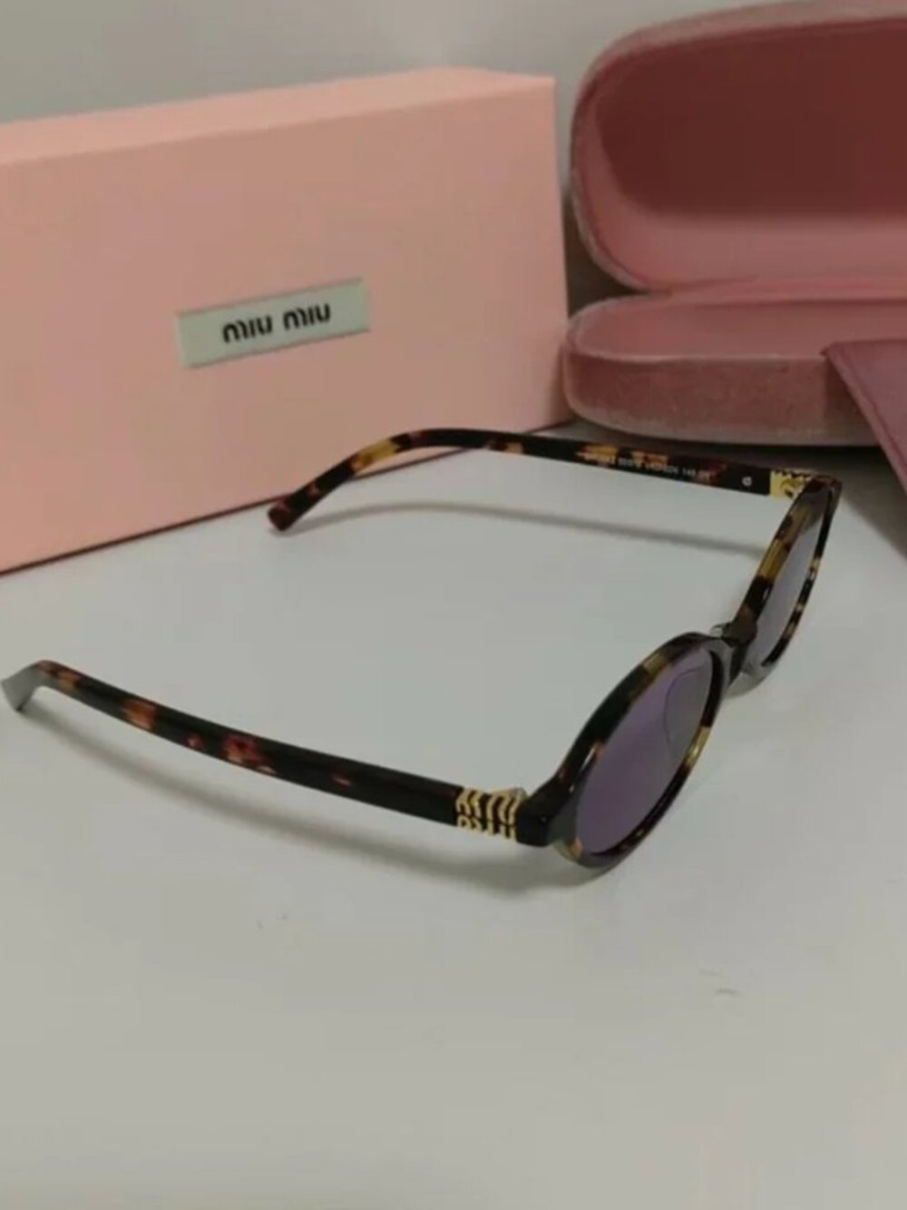 Miu Miu Oval Tortoiseshell Frame Sunglasses - Picture 6 of 7